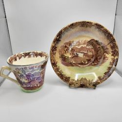 Single Vintage Cup & Saucer Ironstone Ware Maling Newcastle Numbered 6532