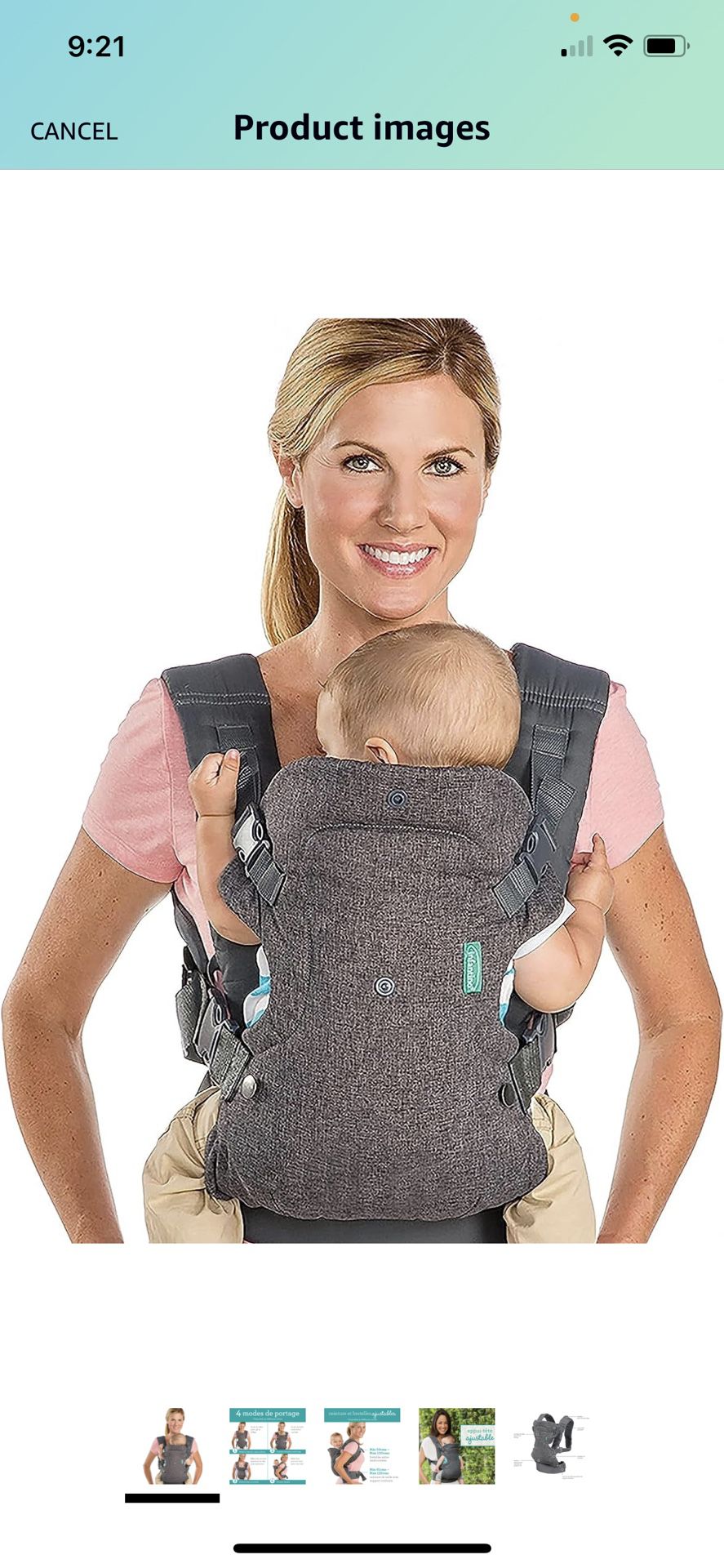 Infantino Baby Carrier Fusion Black Gray Color Used 3x  Only  Model 200-175