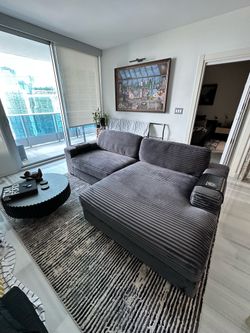 Oversized Sectional: 2 piece : Chaise Sofa Charcoal