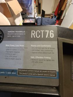 Rct7.6  horizon treadmill