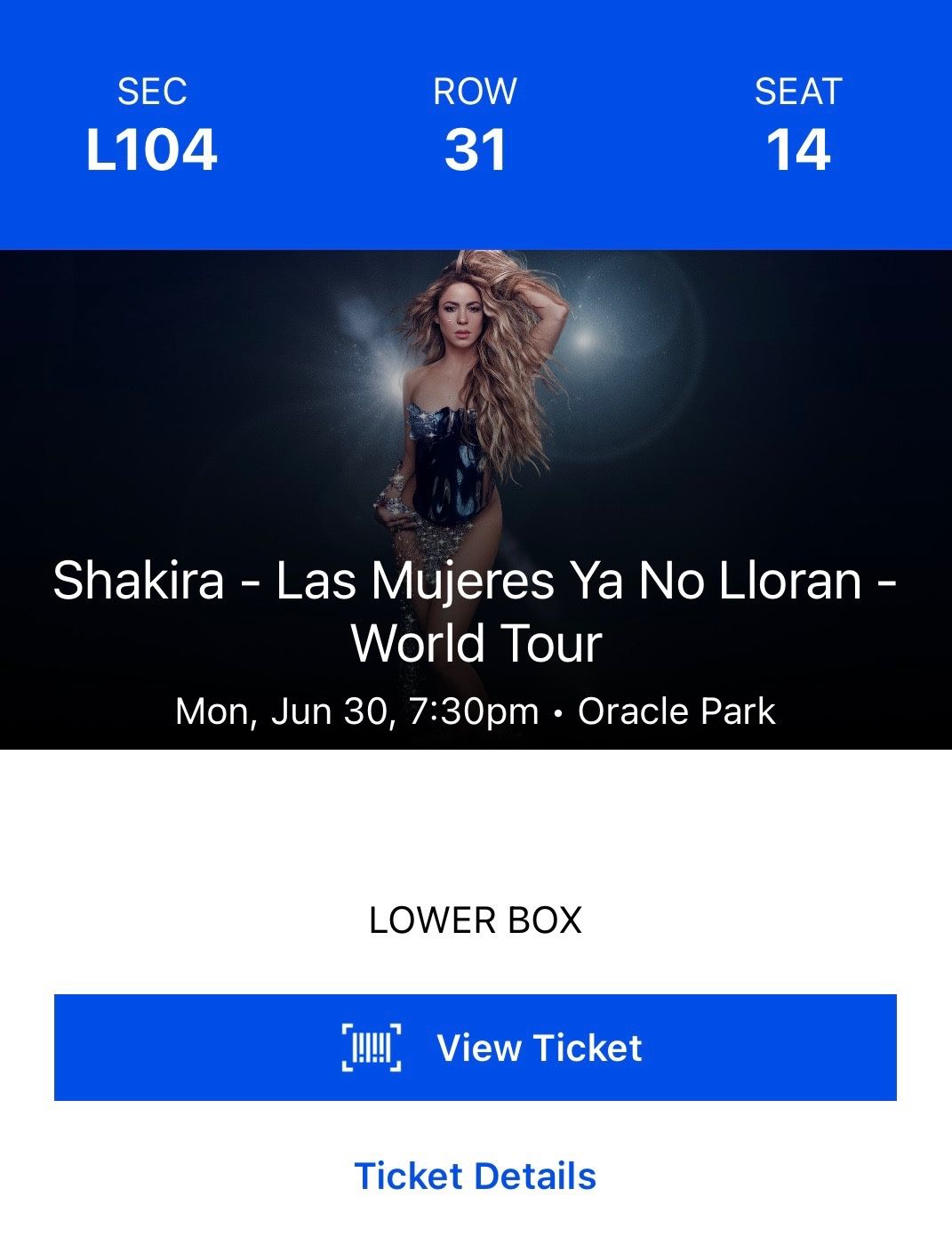 2 tickets to Shakira’s concert for sale $650 - Great Location !!