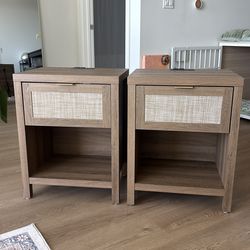 Rattan Nightstands with Charging Station