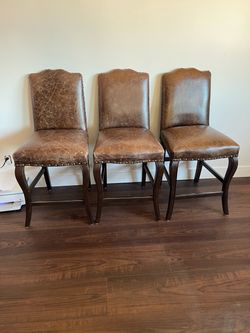 Three Pottery Barn Leather Counter Chairs