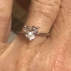 Sterling silver Cz heart engagement ring size 7