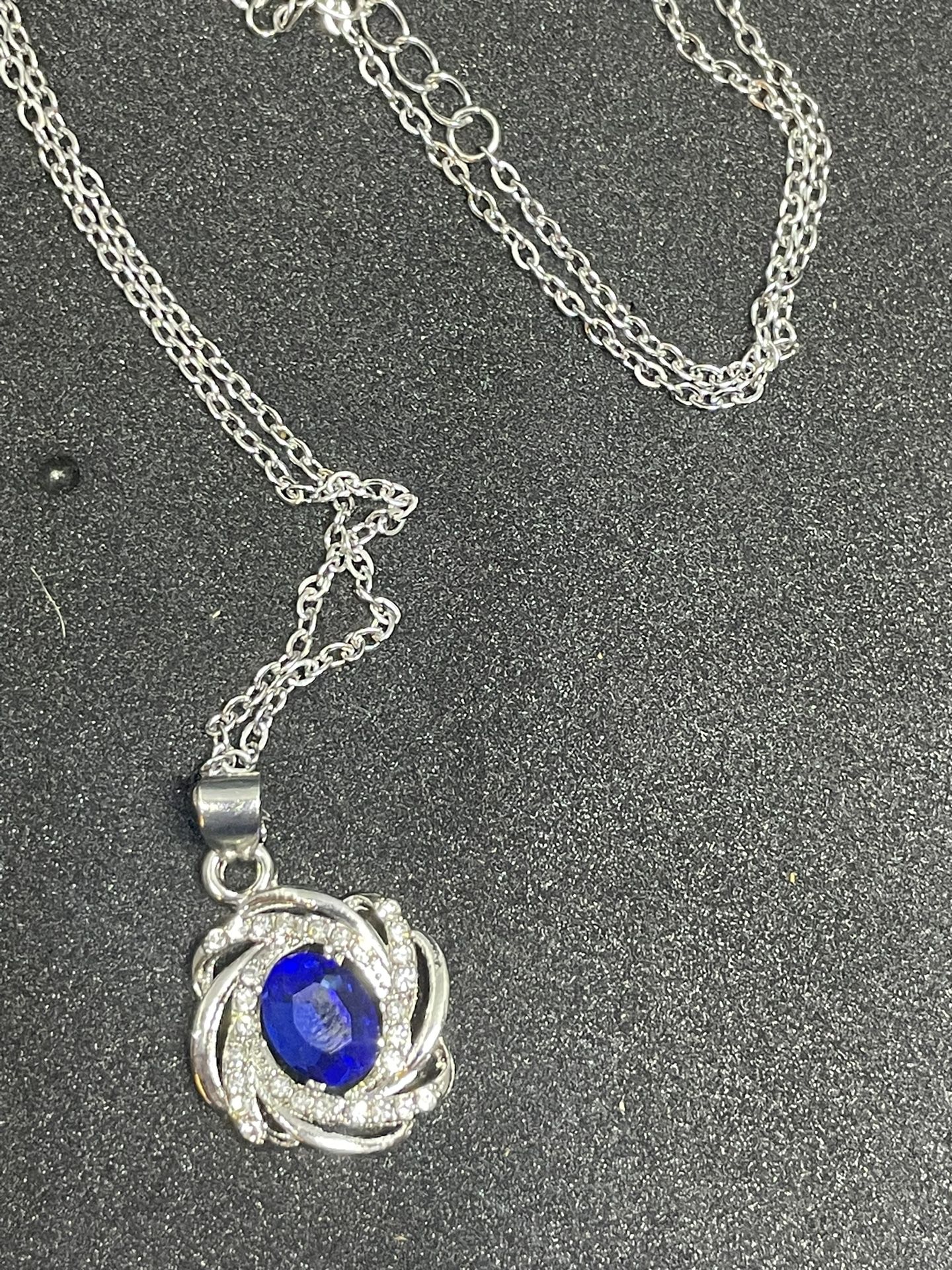 Blue Sapphire And Diamond Accent Silver Necklace 