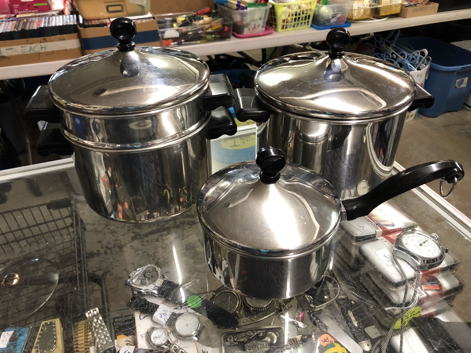 7 piece Farberware stainless steel pot set