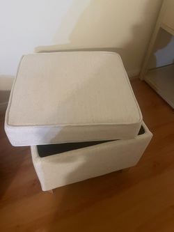 Set of 2 Beige Storage Ottomans – Good Condition