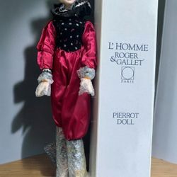L'homme Roger Gallet Paris Pierrot Doll With Box - 18" long