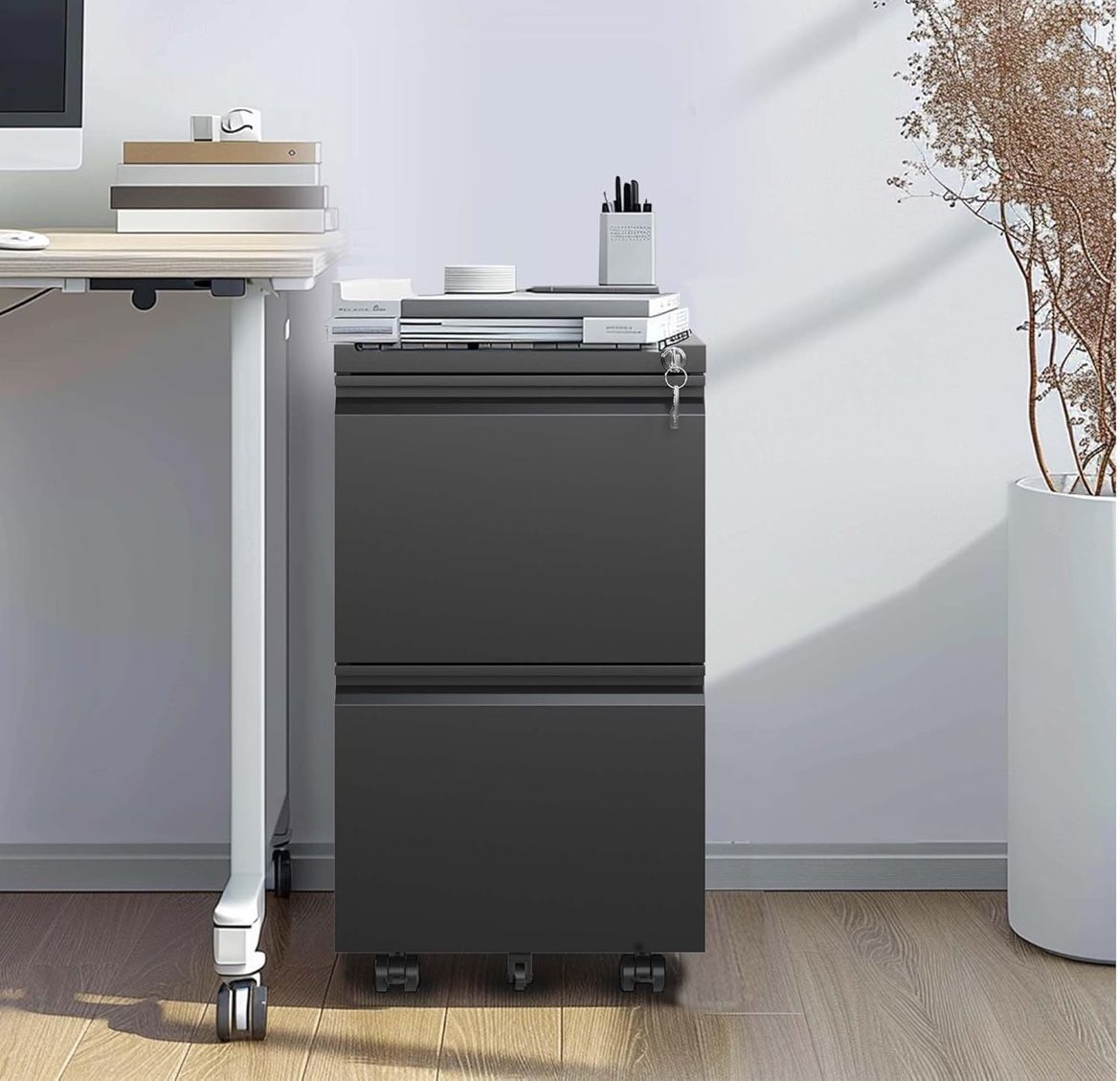 2 Drawer Metal Mobile File Cabinet