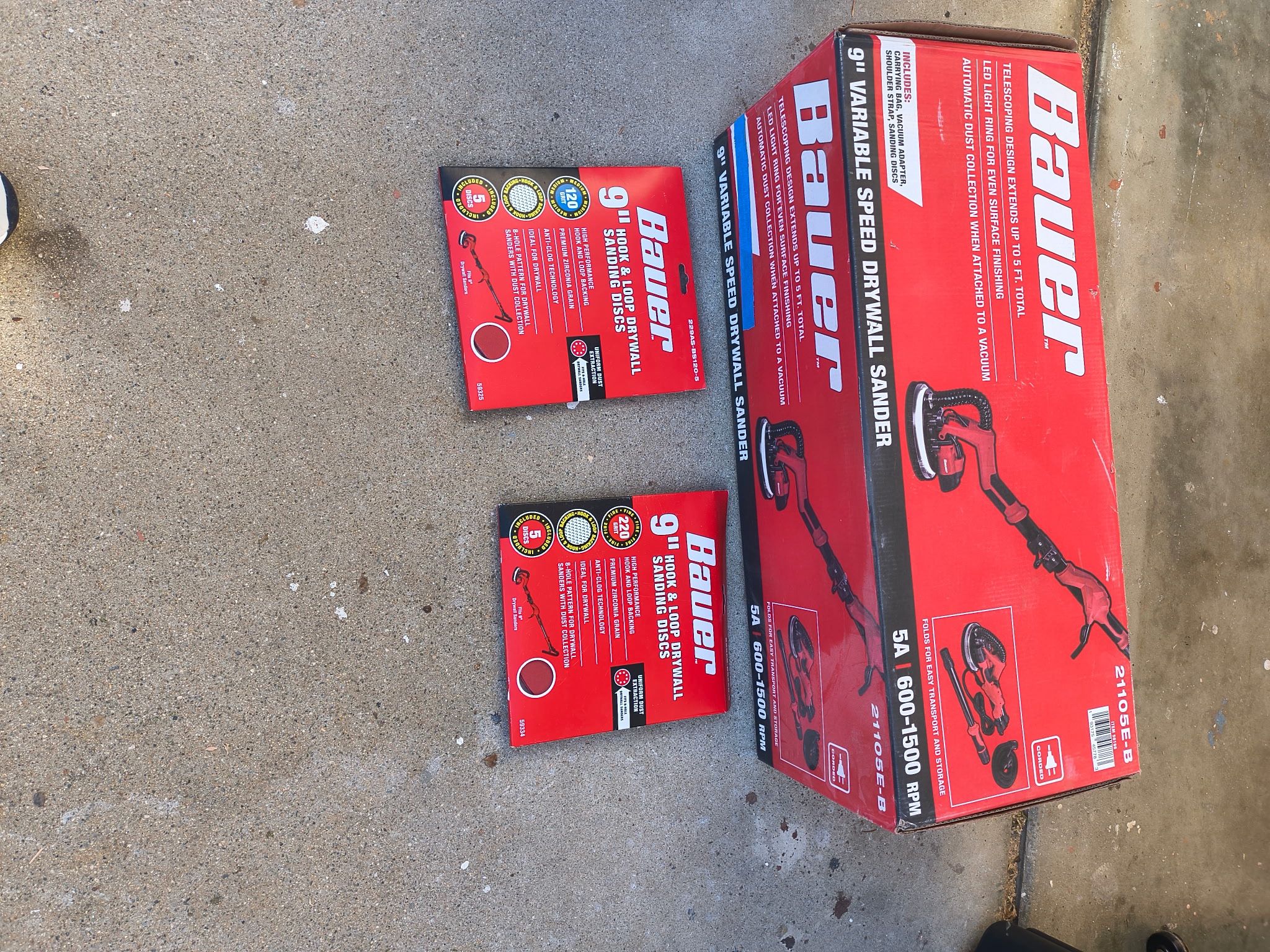 Tool Tools  9” Varible Speed Bauer Drywall Sander And Sanding Disc Used Once