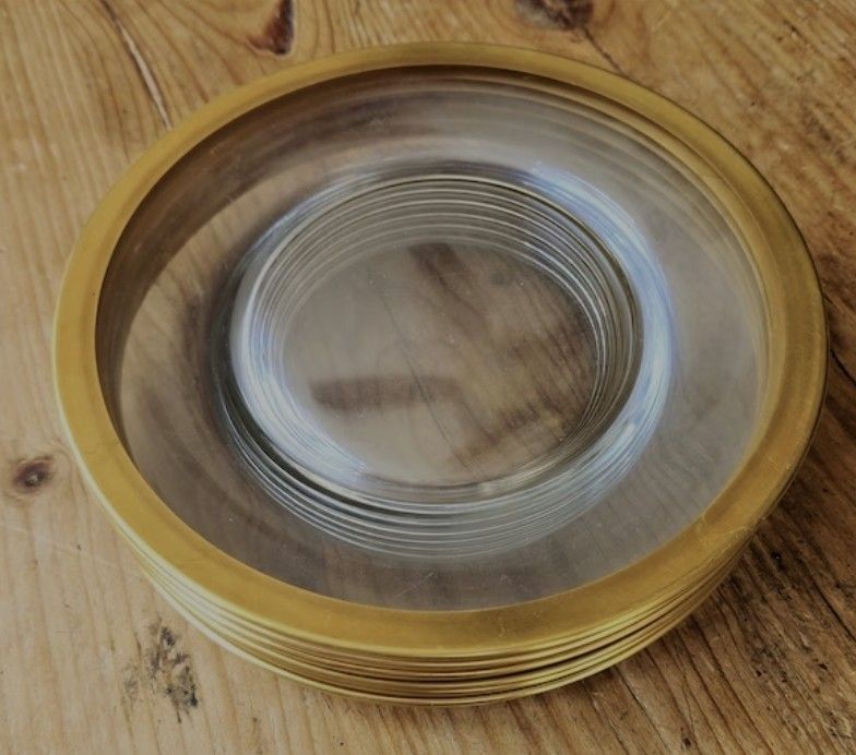 Gold Rim Glass Plates 22K Gold Plates With Gold Detailed Edges Solid Glass Plates With Gold Rims Elegant Lunch Plates 