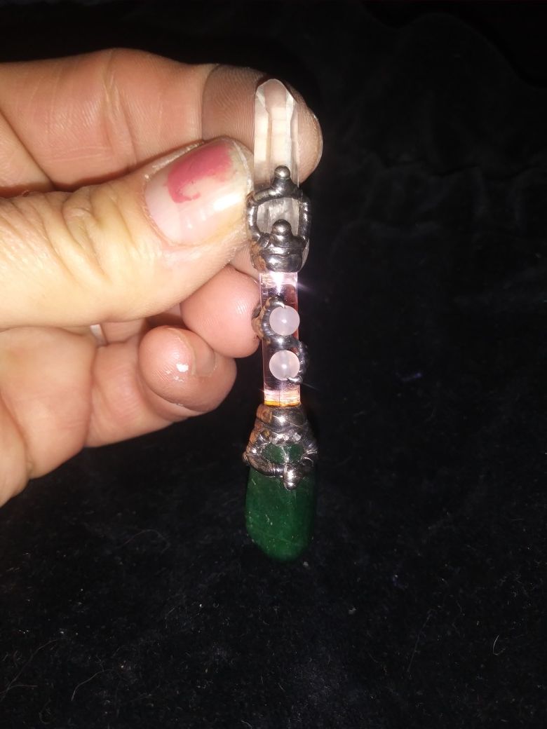 Quartz Crystall & Jade Pendant
