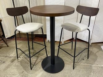 Walnut Bar Table with 2 Matching Stools