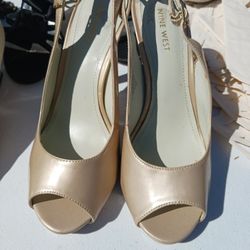 Nine West Champagne Strap Pumps