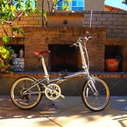 Dahon Boardwalk Classic 7 Speed Folding Bike, 20" Wheels, Light Blue