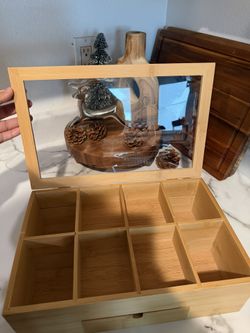 Tea Bag Organizer w/ Glass Top & Extra Drawer