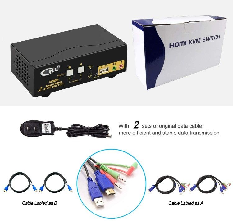 CKL HDMI KVM Switch 2 Port 4K 30Hz Dual Monitor Extended Display (CKL-922HUA)
Ig