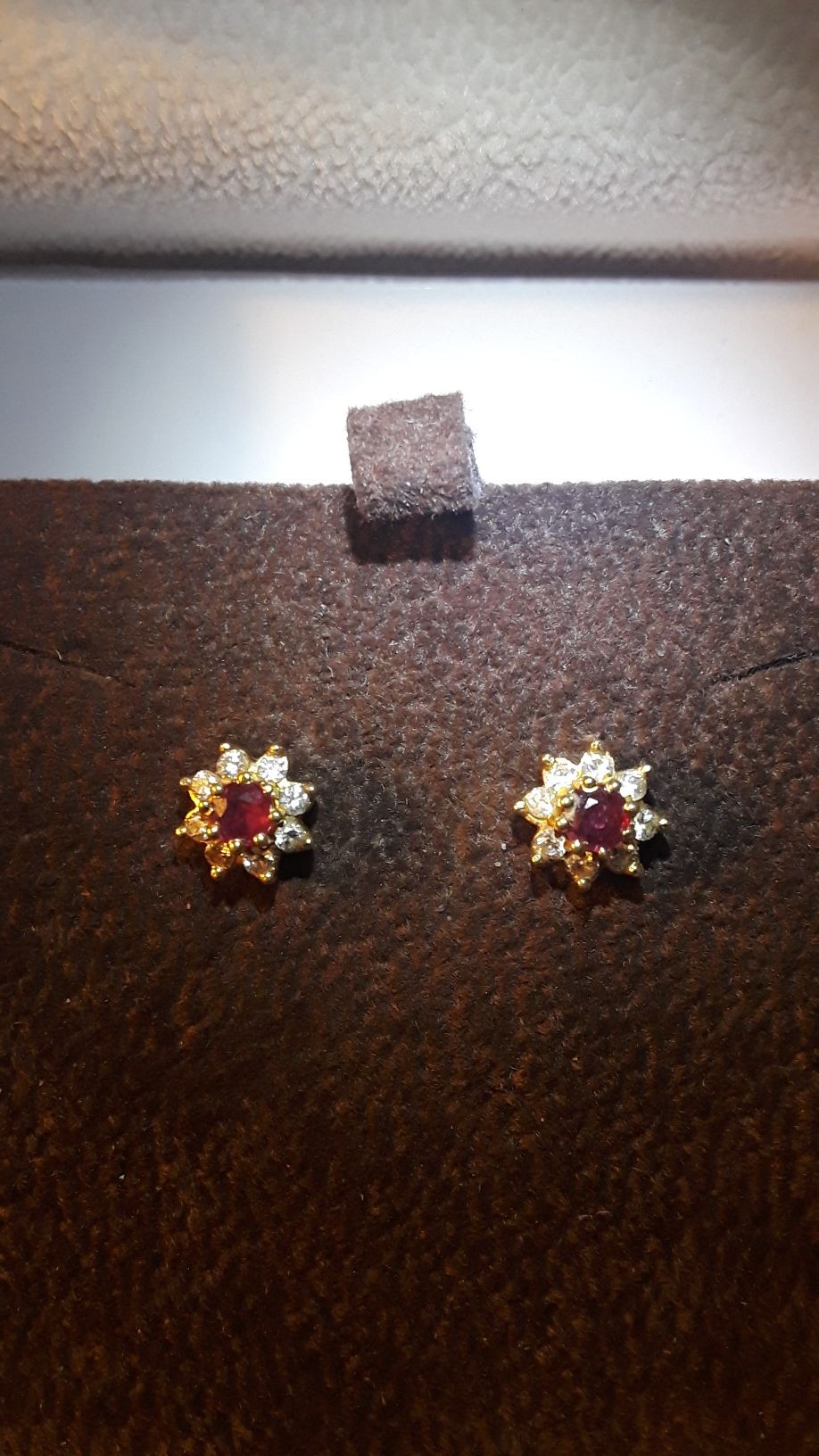 Antique 14k gold ruby and diamond earrings