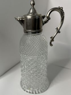 Vintage Silver Plated Crystal Carafe Decanter