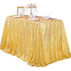60x102 Gold Sequin Tablecloth 