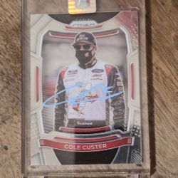 2021 Cole Custer 41 No.49 Panini Prizm Autographed w/COA Gem Mind Condition encased in a protective holder. 