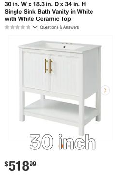 30-Inch Single Sink Bath Vanity with Ceramic Top