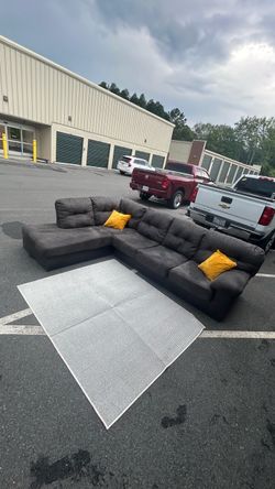 Dark Gray Sectional Sofa with Chaise