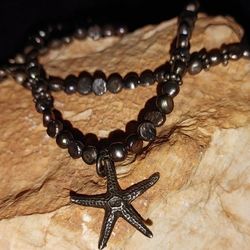 Silver Starfish on Seed Pearl Choker