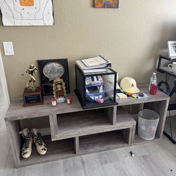 Grey wood TV stand
