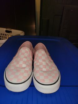 Pink and White Checkered Vans Slip On Women's 6.5