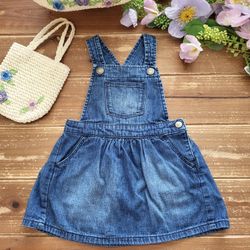 18-24MOS DARK BLUE CHAMBRAY COVERALL DRESS