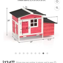 Outdoor Wooden Chicken Coop Hen House Poultry Cage Red with Tray, Ramp & Nesting