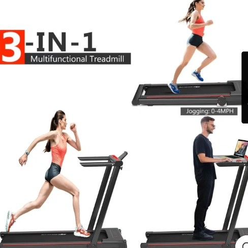 2.25 HP 3-in-1 Electric Folding Treadmill Running Machine with Large Desk and LCD Displ