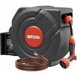 DRINCOSH 90FT Retractable Garden Hose Reel