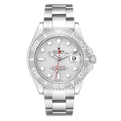 2004 Men's Rolex Yacht Master 40mm Oyster Perpetual Stainless Steel Watch with Pewter Dial and Platinum Bezel. (700-10168)
