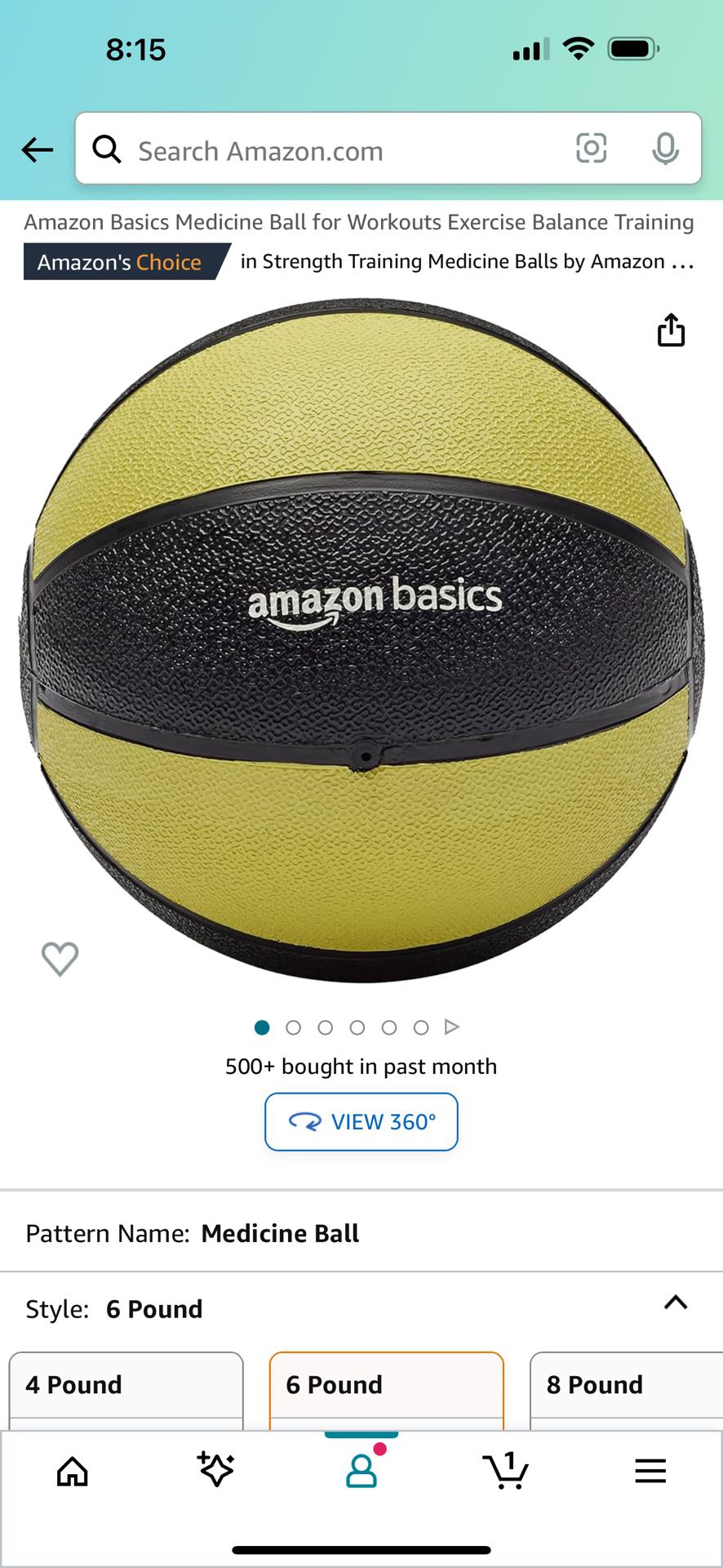 Amazon basics 6 LB Medicine ball 