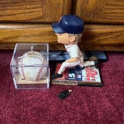 Curt Schilling Autographed Baseball/bobblehead