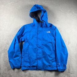 The North Face Hyvent Boy’s 7/8 Small Blue Full Zip Rain Coat Jacket Winter #2B
