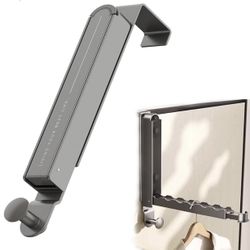 Folding Clothes Drying Rack, Over The Door Hanger, All Metal Laundry Rack with Retractable Rod with 6 Groves, Towel Rack Organization, Space Saving Po