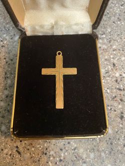 14k Gold Cross with etching