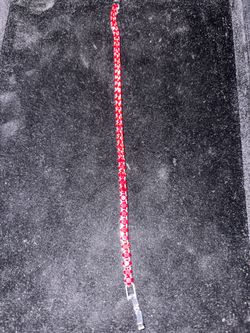 Stainless steel Red CZs tennis  bracelet 8 inch