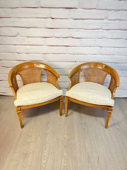 Vintage MCM Rounded Cane Chairs 2pc