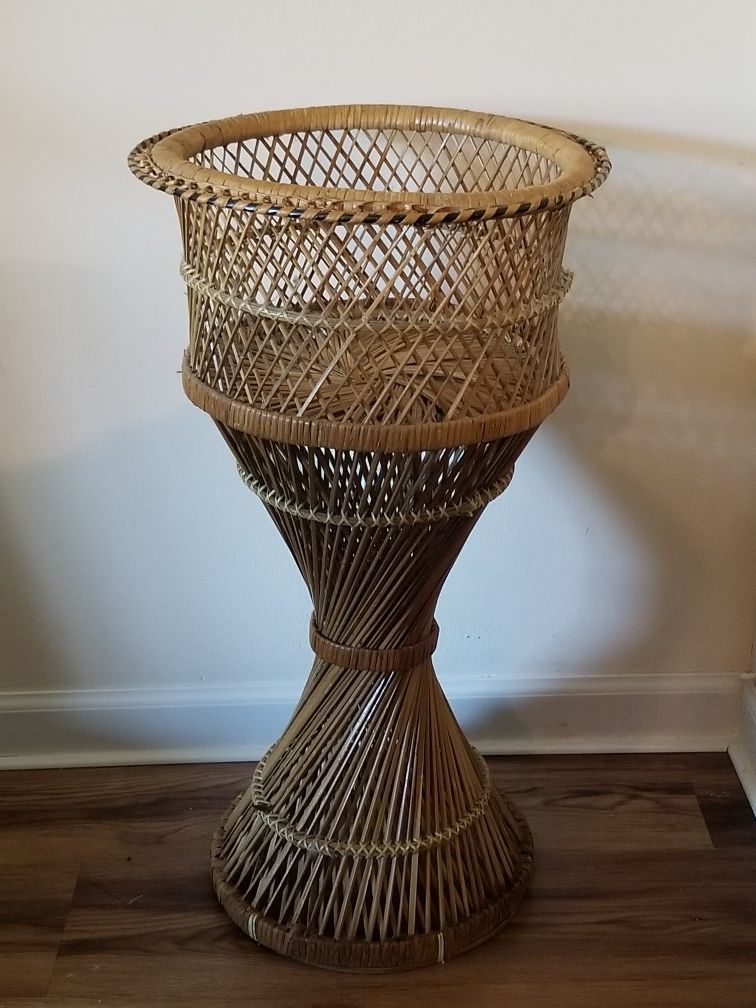 Vintage Cane Wicker Plant Stands