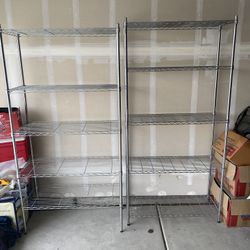 2 Metal Storage Shelf Racks Multi-Use