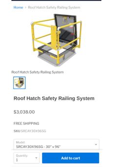 New Roof Hatch Safety Railing System 30"x 96"