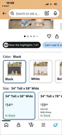Black Retractable Baby Safety Gate