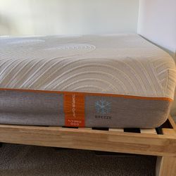 California King Tempur-Pedic Mattress + Wooden Frame