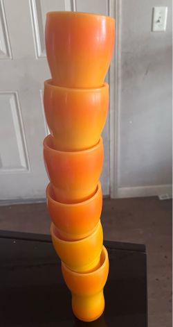 Orange plastic tumbler-Set pf 6