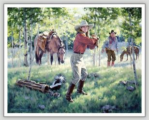 Western golfing painting prints.