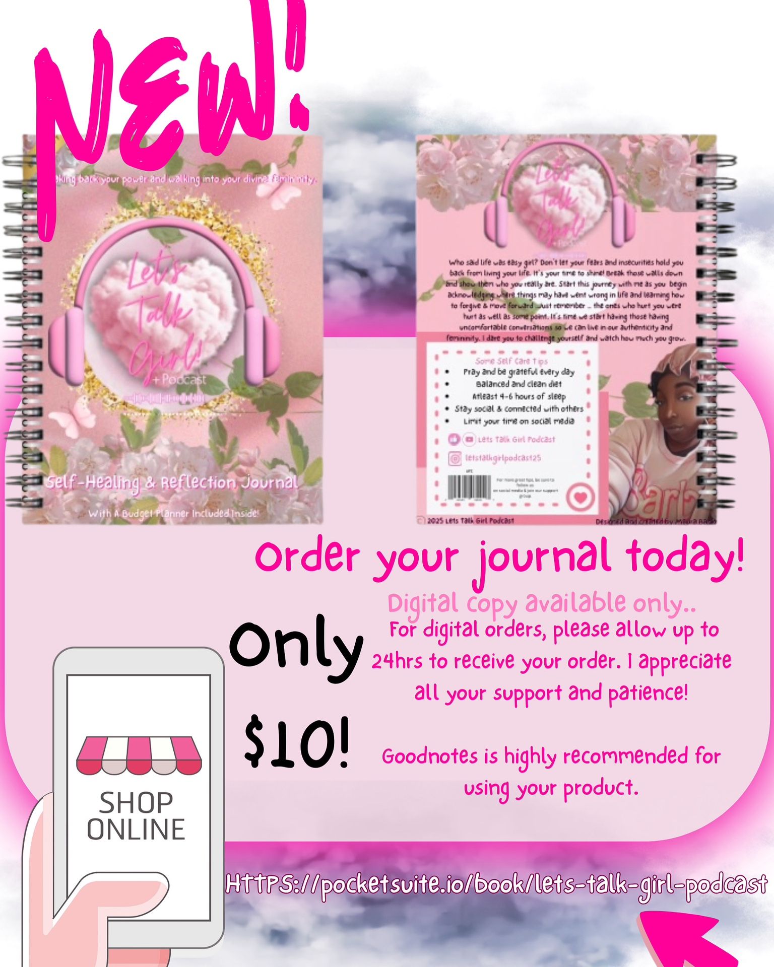 Let’s Talk Girl Self Healing And Reflection Digital Journal
